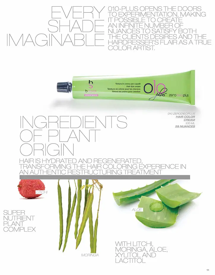 natural ingredients of 010Plus hair colour hairdressing supplies