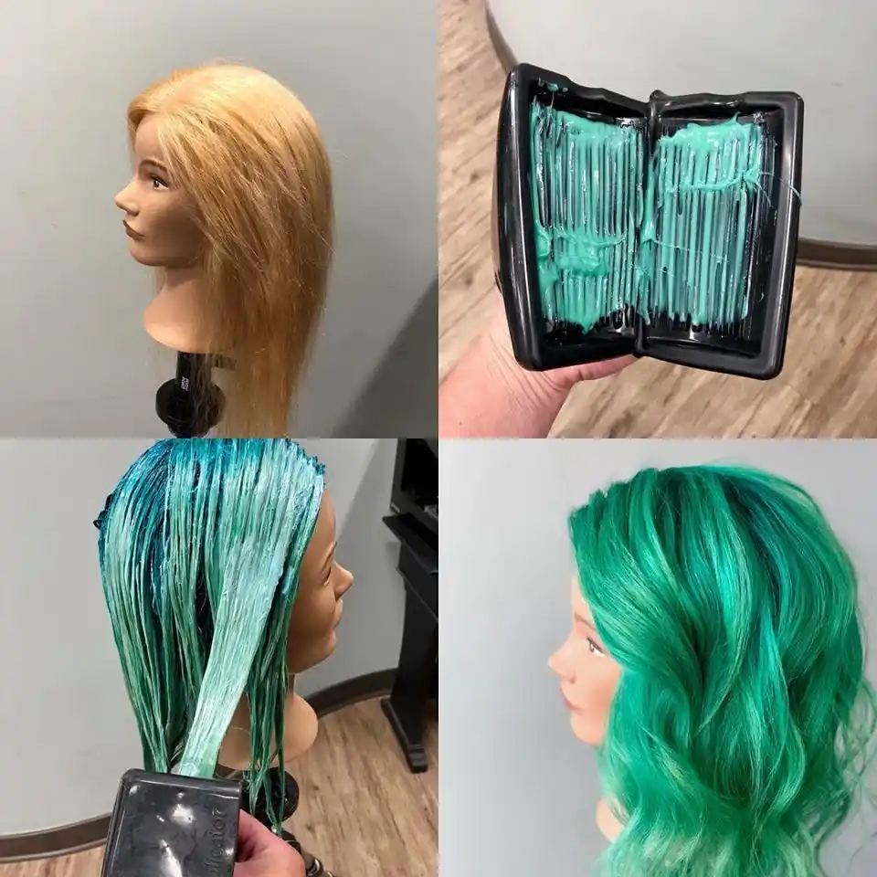 images how to balayage green hair.