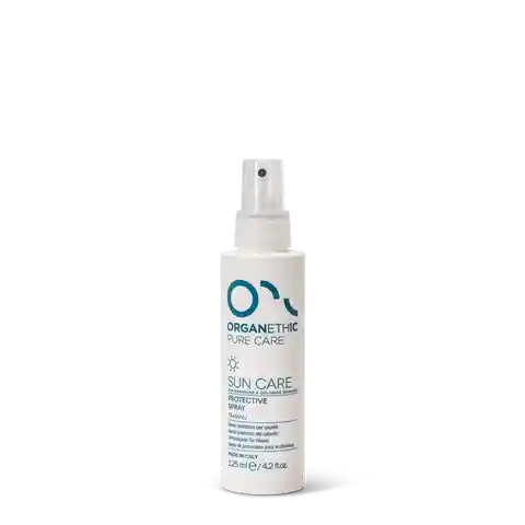 White bottle of OPC sun protection spray